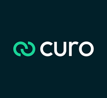 Curo logo on green and black background
